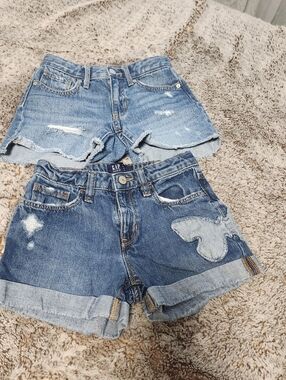 GAP and Levis Girls' Blue Denim Shorts - Distressed and Cuffed 8 Years